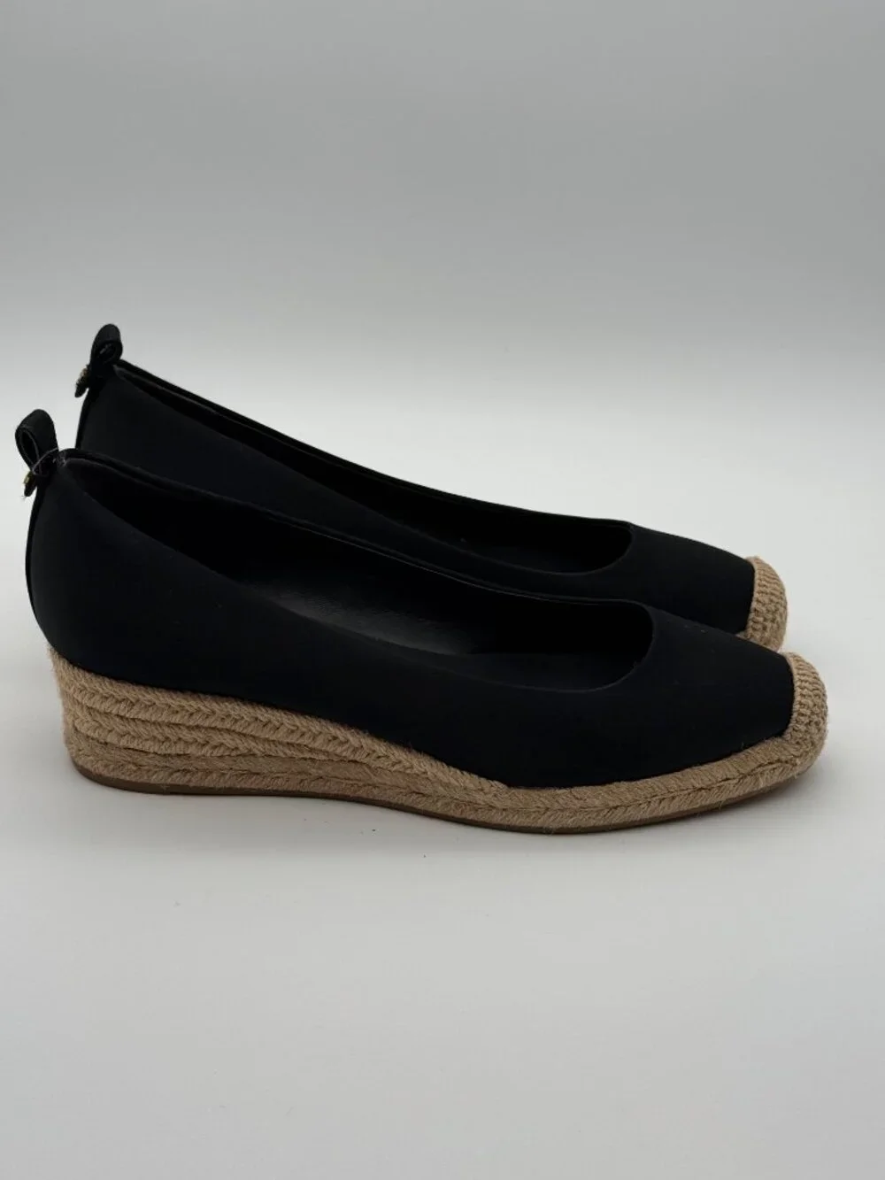 Tory Burch Color-Block Espadrille Wedge Flats Black Size 7.5 NWOB